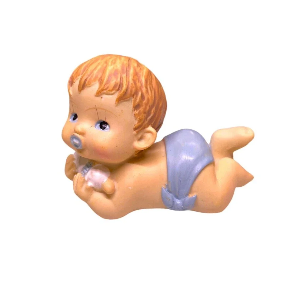 5 CWI Brand Baby Figurines Vintage Baby Shower Gift Decor Crafts 2” T Blue NWT - Picture 10 of 13